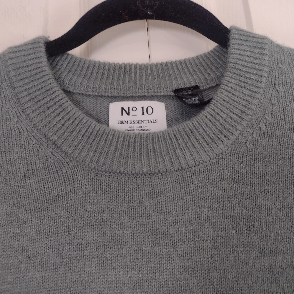 H&M Essentials No. 10 Wool Blend Crewneck Raglan Sweater Sage Green Men's Small